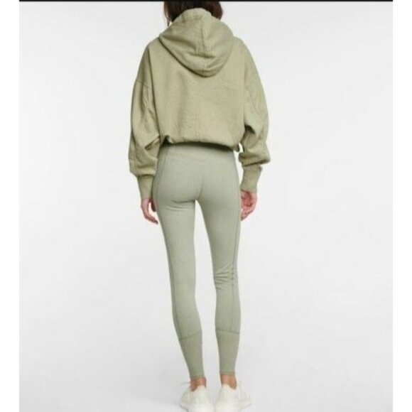 Dorothee Schumacher Cropped Sage Green Hoodie With Drawstring & Ribbed Cuffs S - Picture 3 of 12